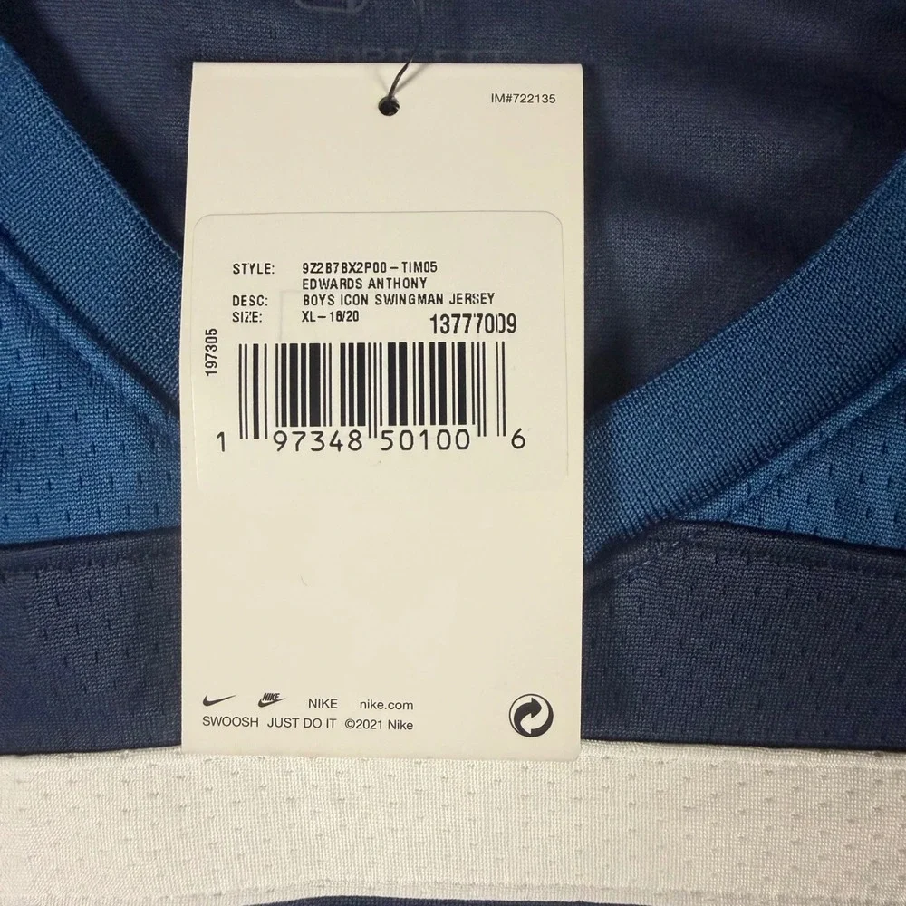 NEW Nike Minnesota Timberwolves Anthony Edwards Jersey Boys XL Icon Edition